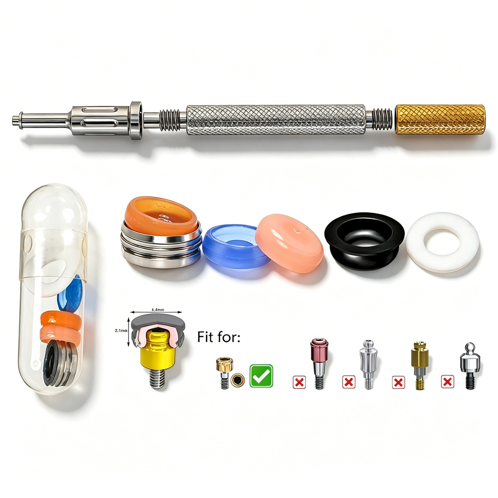 US Universal Dental Retention Caps Insertion Extraction Remove Locator Core Tool