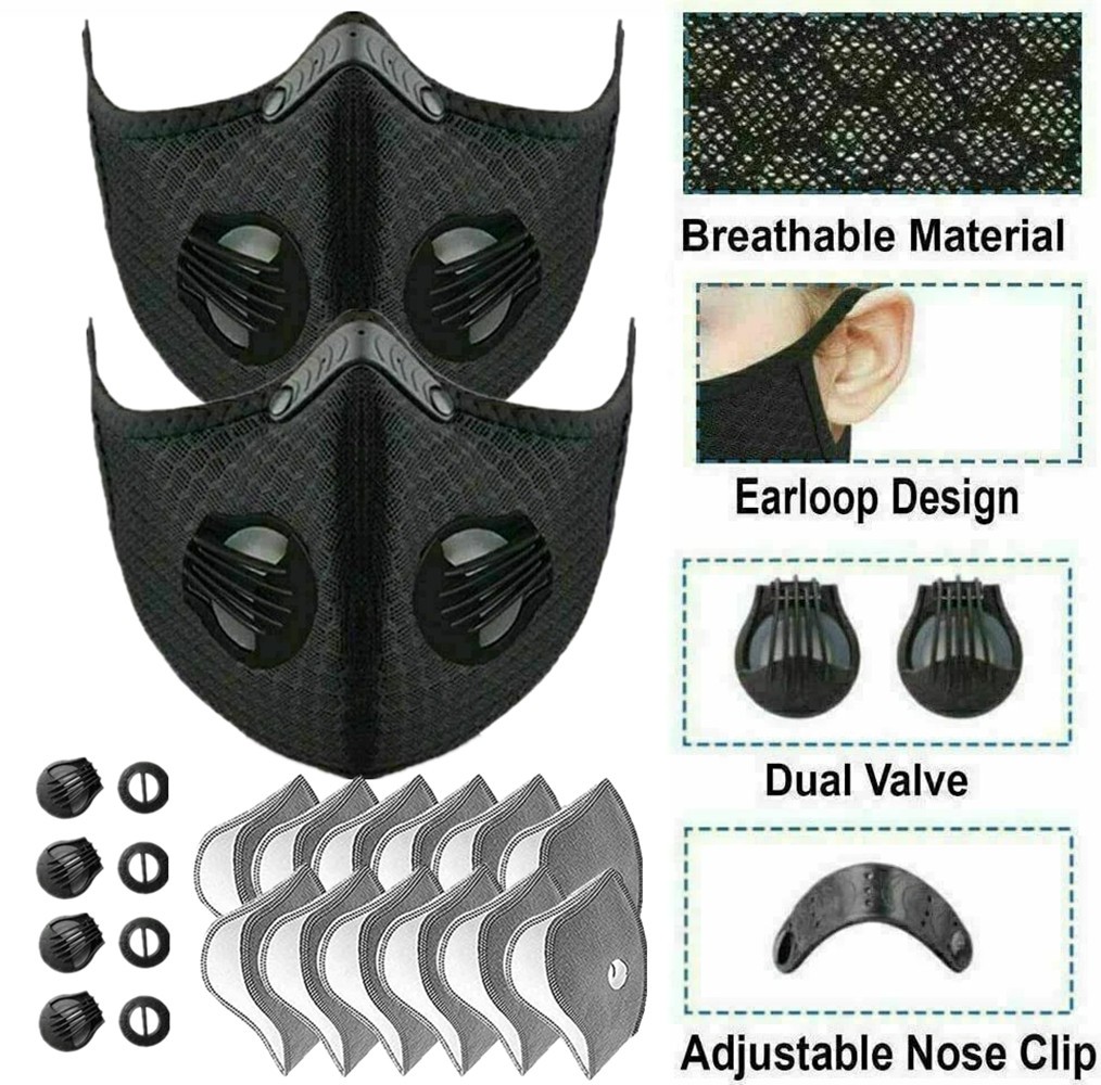 2x Washable Half Facepiece Face Cover Respirator Filter Anti Pollution Dust Mask