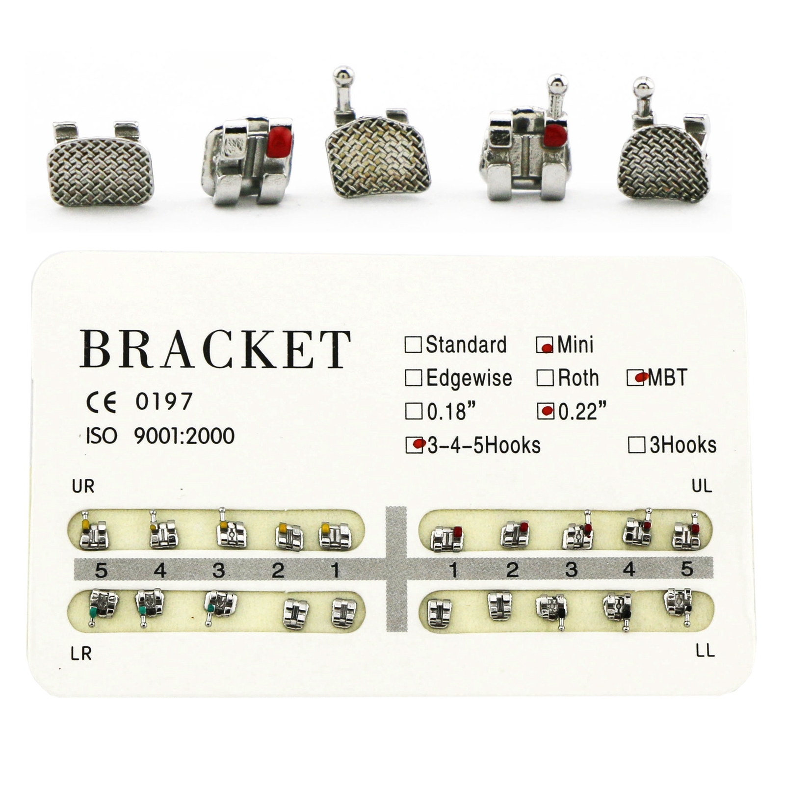 US Dental Orthodontic MIM Metal Brackets Mini Roth MBT 018 022 Slot 3 4 5 Hooks