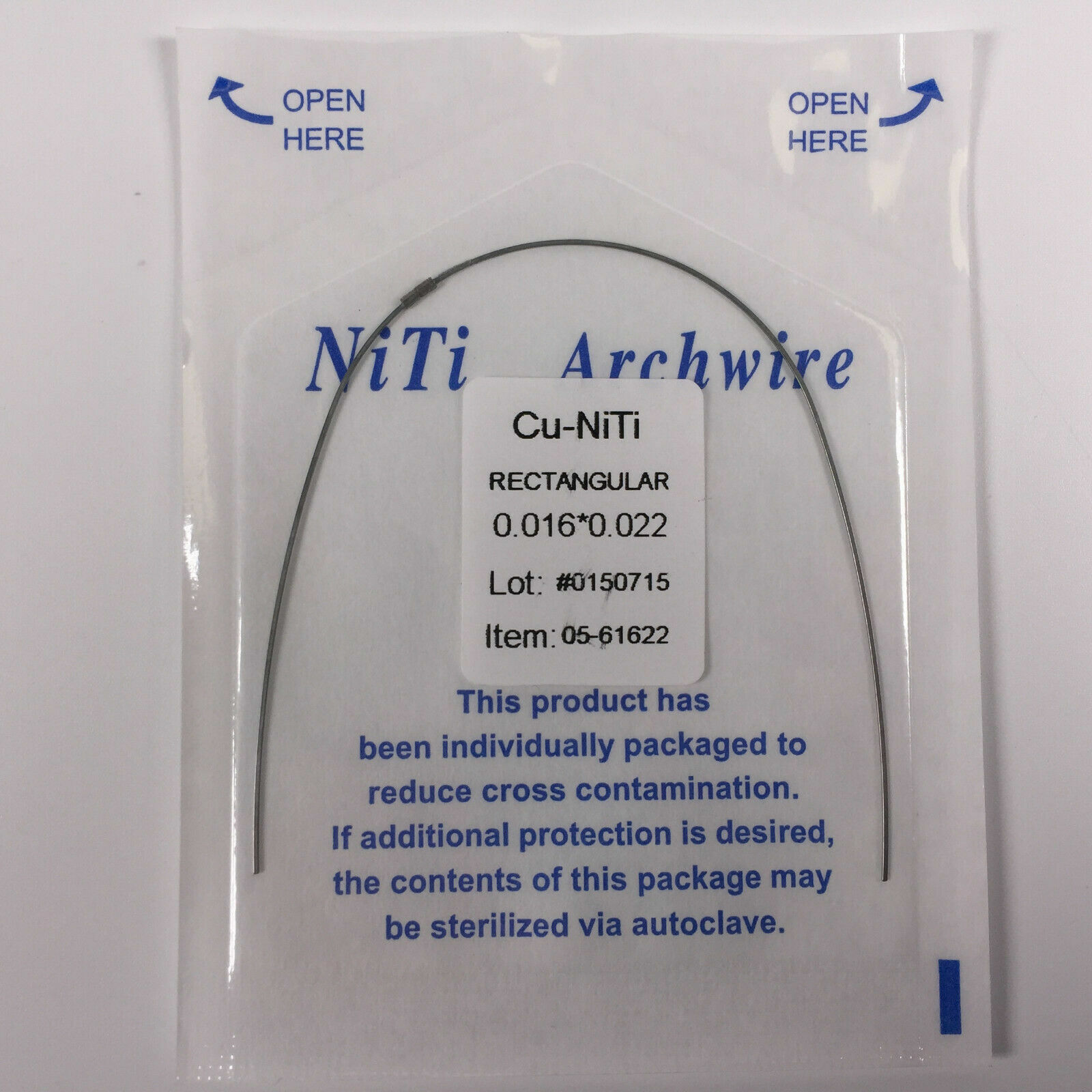 50pcs Dental Copper Cu-Niti Rectangular Arch Wires With Stopper 14-19*25 16*22