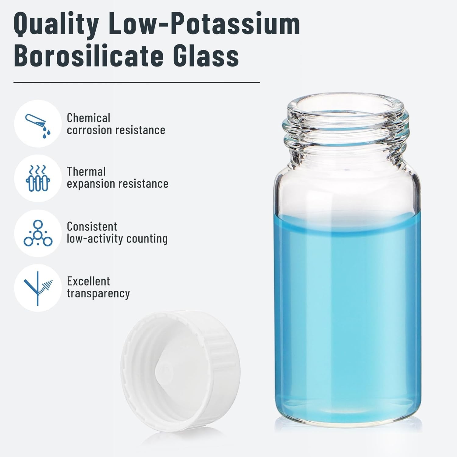 500Pcs 20mL Scintillation Vial Liquid Sample Vials Clear Glass Vials Cone Liner