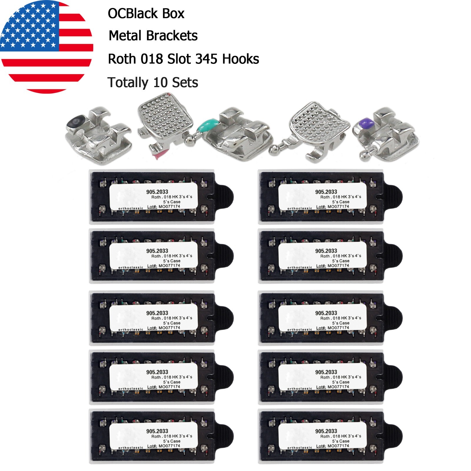 Dental Orthodontic Brackets Metal Roth MBT 018 022 345 Hook Mini Braces MIM Twin