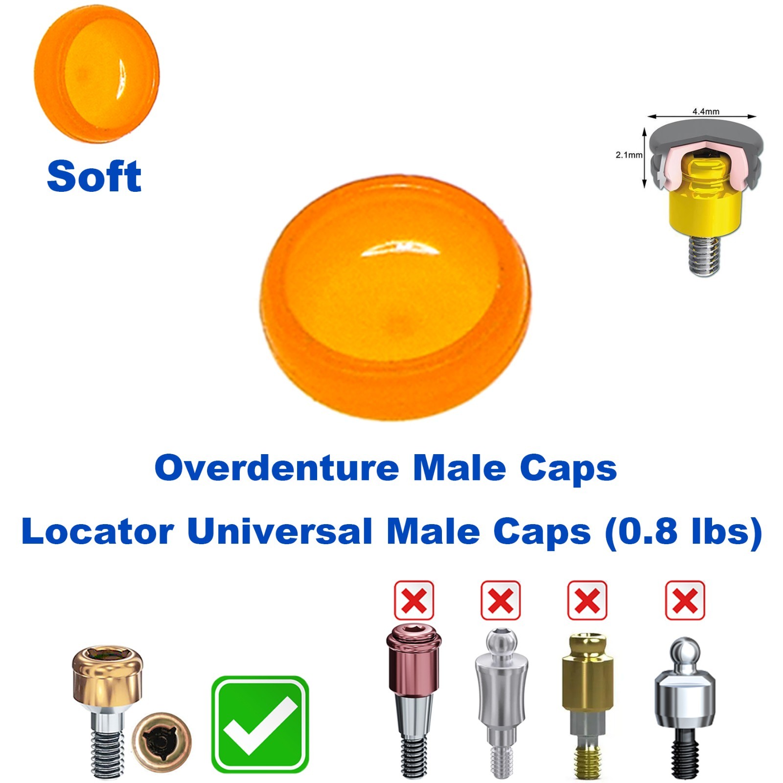 US 20Pcs Overdenture Abutment Retention Caps For Dental Locator Inserts Implant