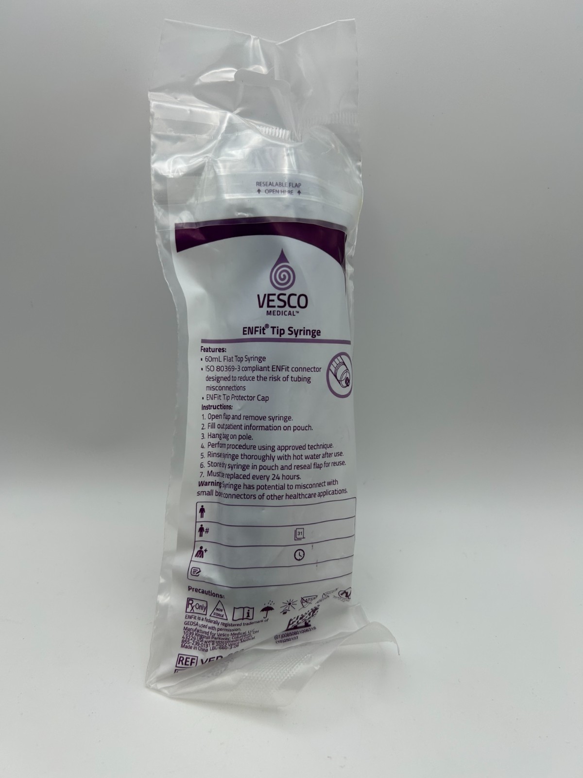 Vesco Medical ENFIT Tip Syringes, 60ML (16 Pack)