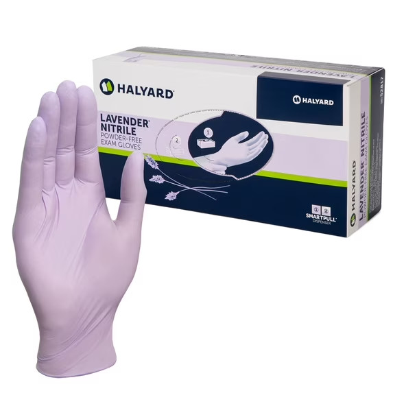 10 Boxes – Halyard Lavender Powder Free Nitrile Exam Gloves – Sizes: S, M, L, XL