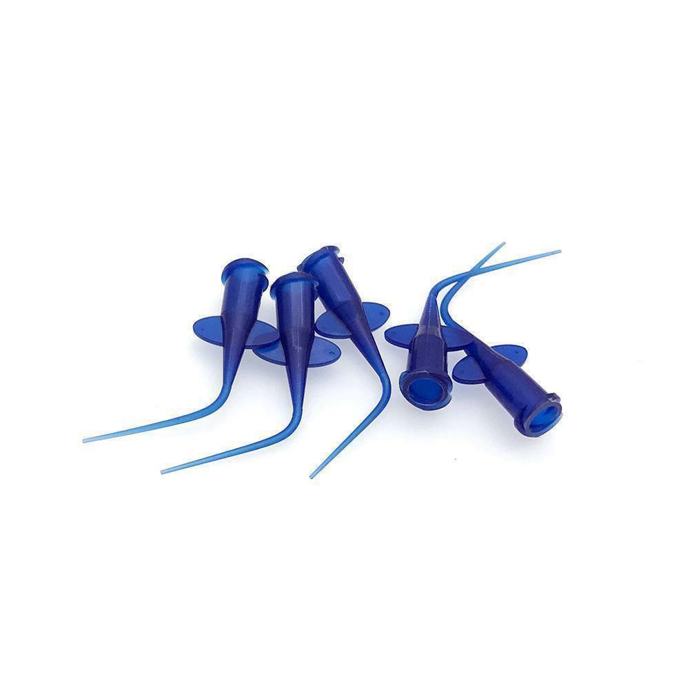 Dental Endo Disposable Syringe Tips Irrigation Needle Curved Tips Flexible Blue
