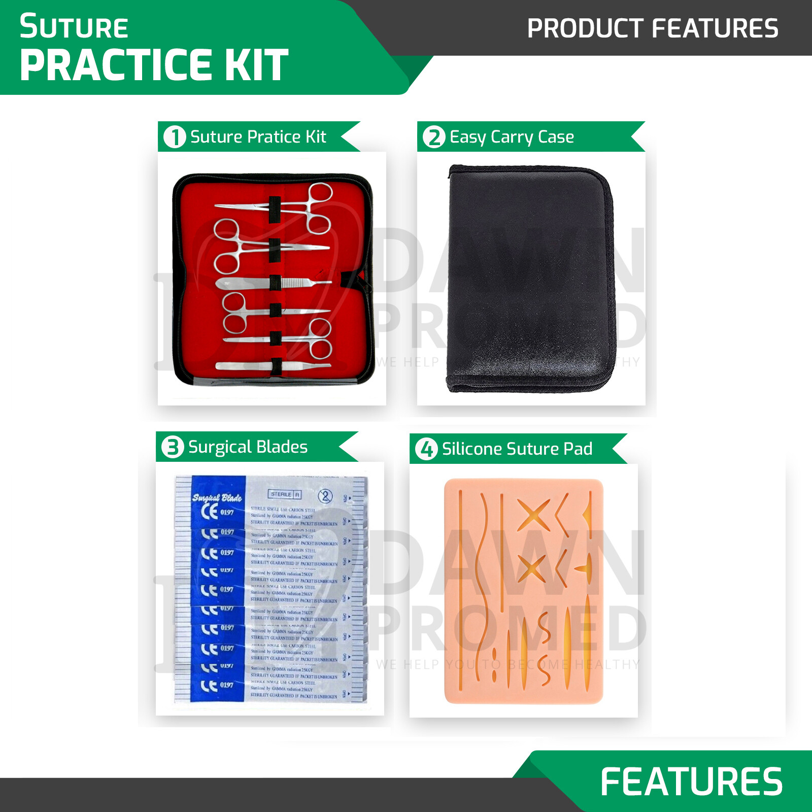 27 Pieces Practice Suture Kit with Pad for Medical Veterinary Student Training