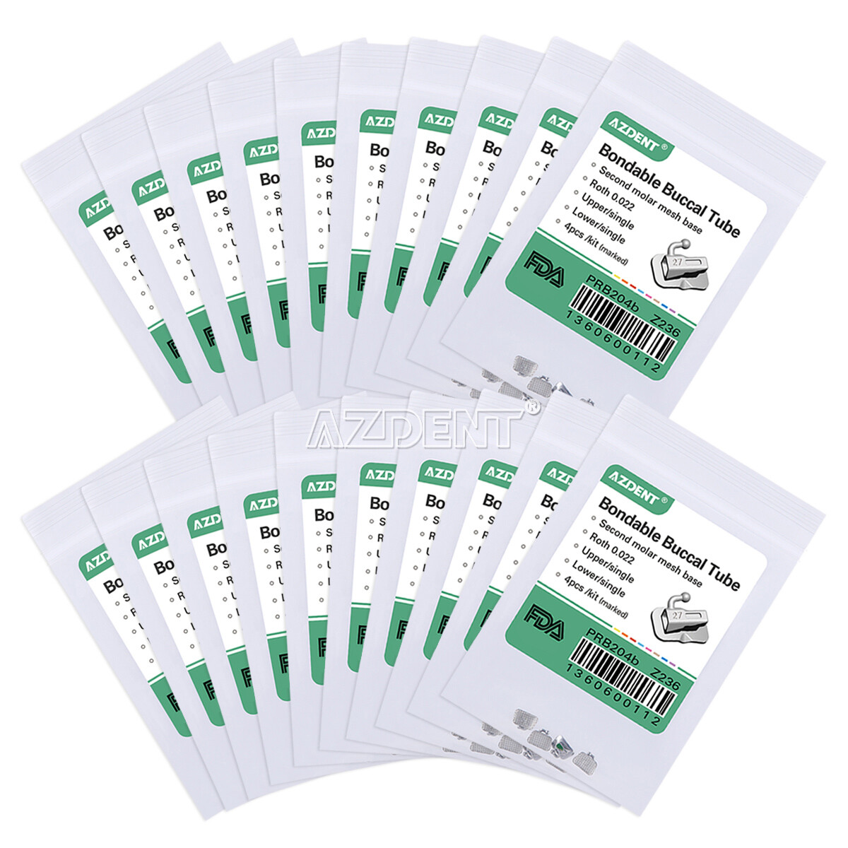 AZDENT Dental Orthodontic Bondable 2nd Molar Buccal Tube Roth.022 No-convertible