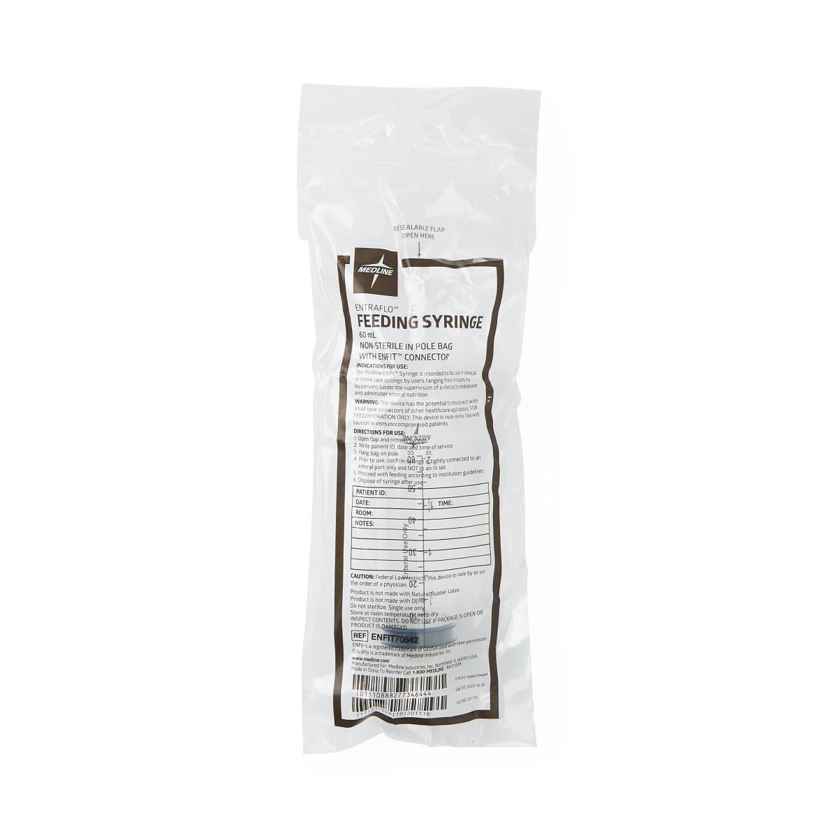Medline ENFit 60 mL Flat Top Irrigation / Feeding Syringe 5 EA – ENFIT70642