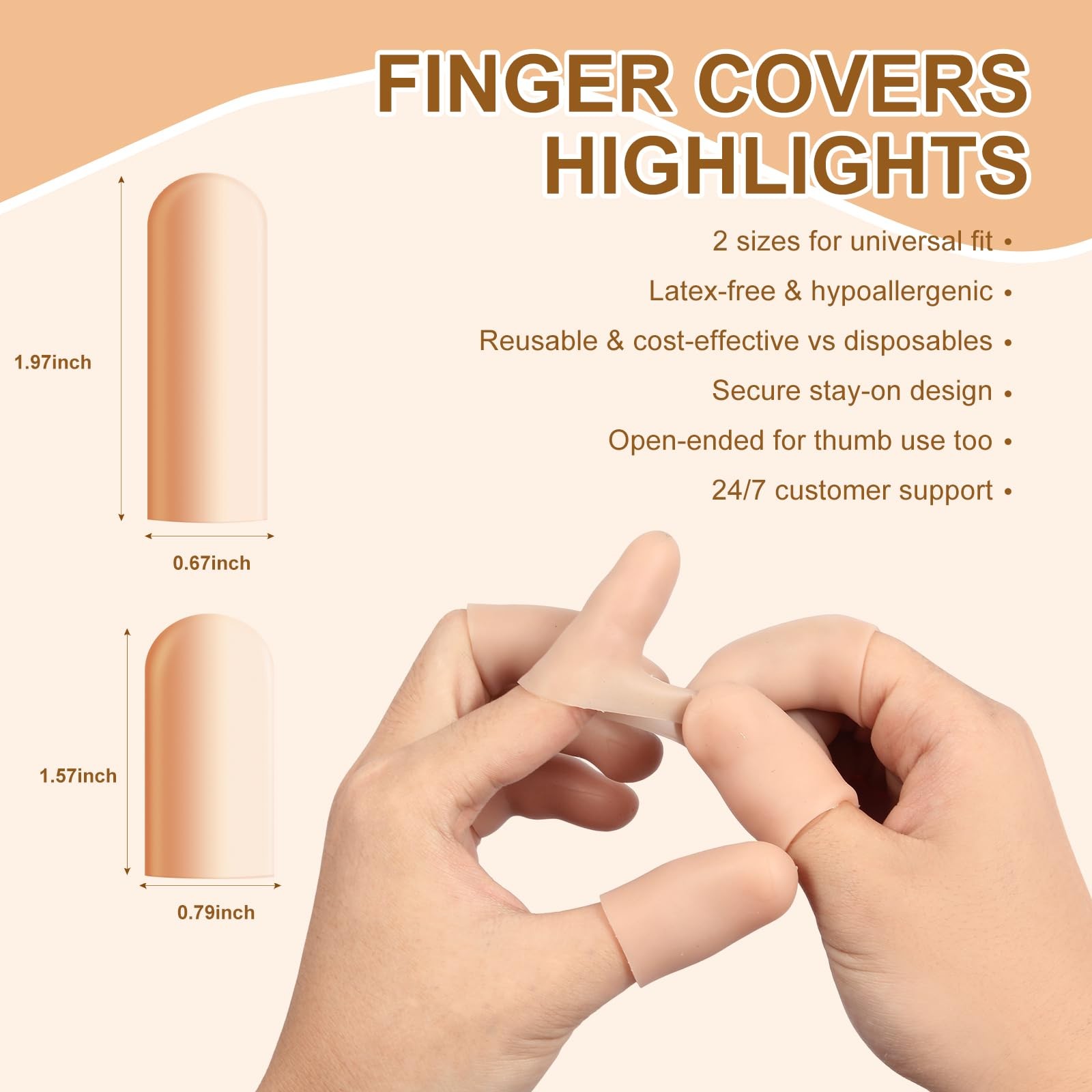 BMKYUET 20 Pcs Gel Finger Cots, Reusable Silicone Thumb & Medium