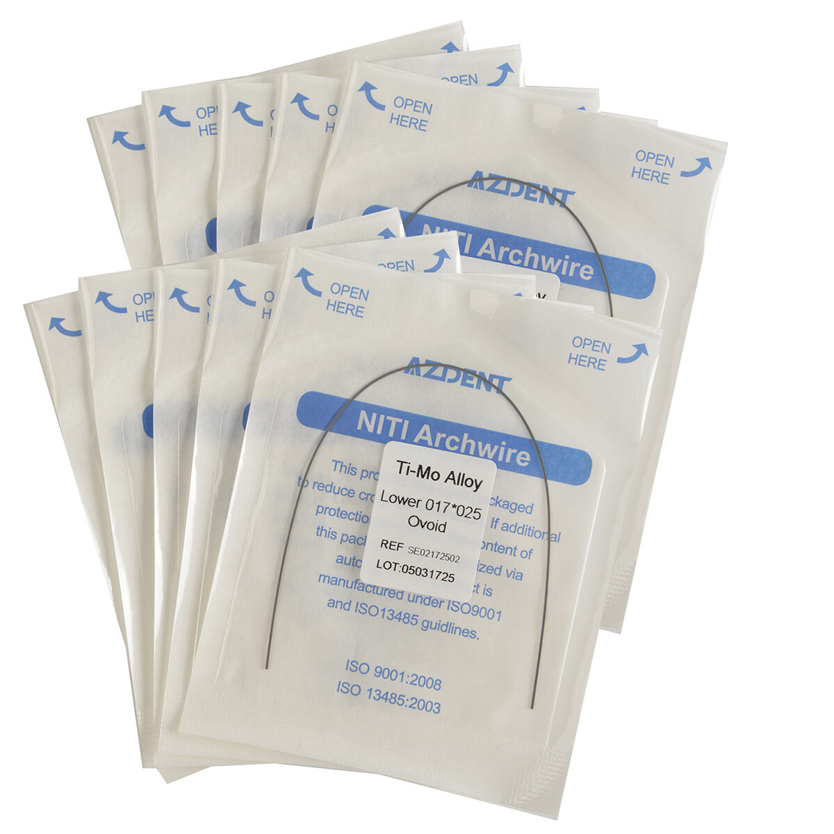 AZDENT Dental TMA Ti-Mo Alloy Rectangular Arch Wires Ovoid Form All Size