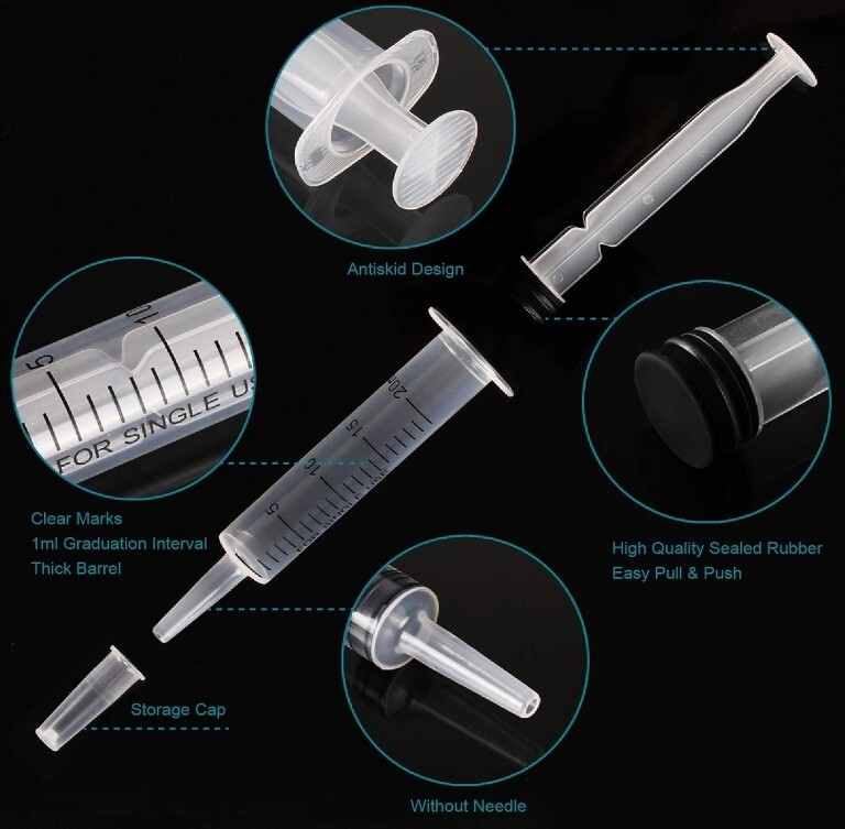Plastic Syringes without Needle 20 ml with Dropper Lab Measuring Liquids Pet 6Pk