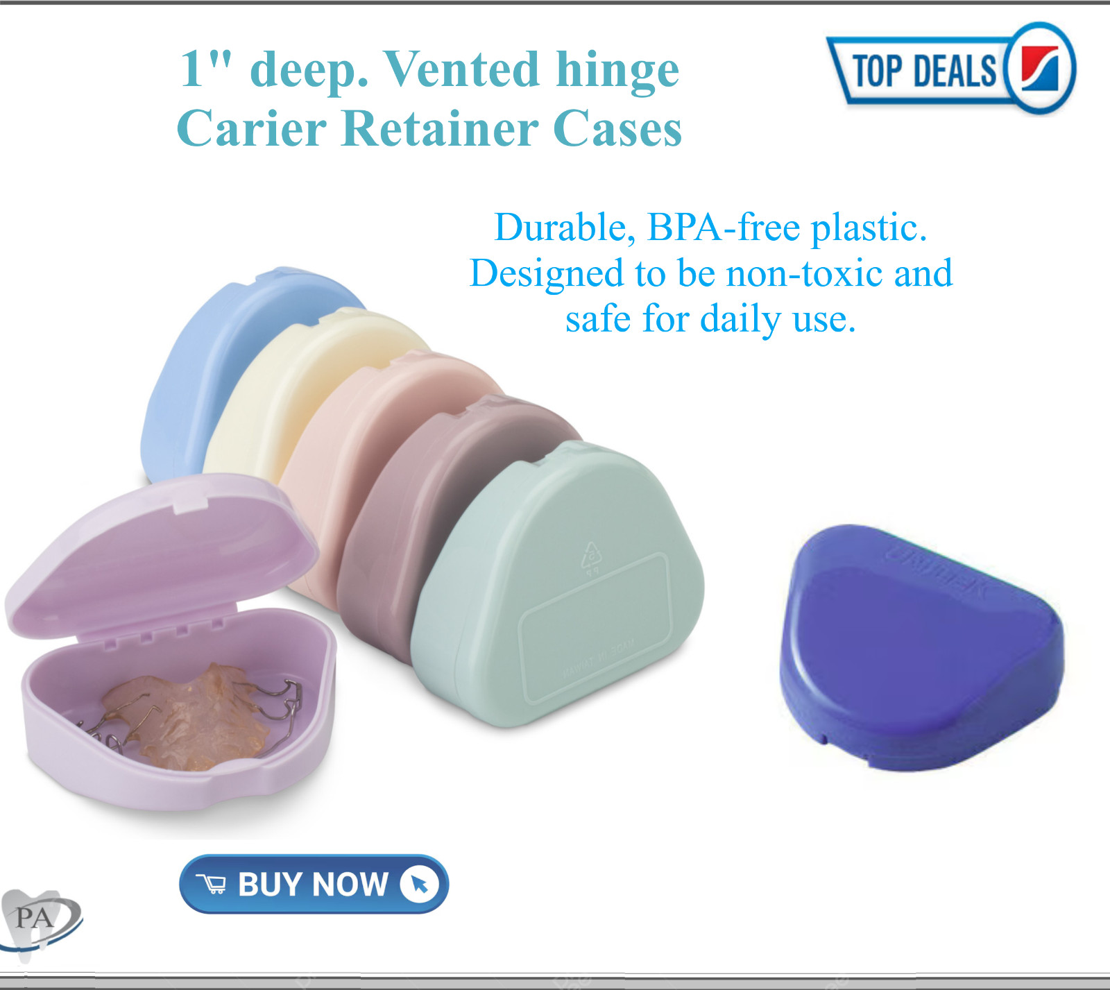 Dental Ortho Retainer Case Denture Storage Box Mouthguard Container, 1″Deep 10Pk