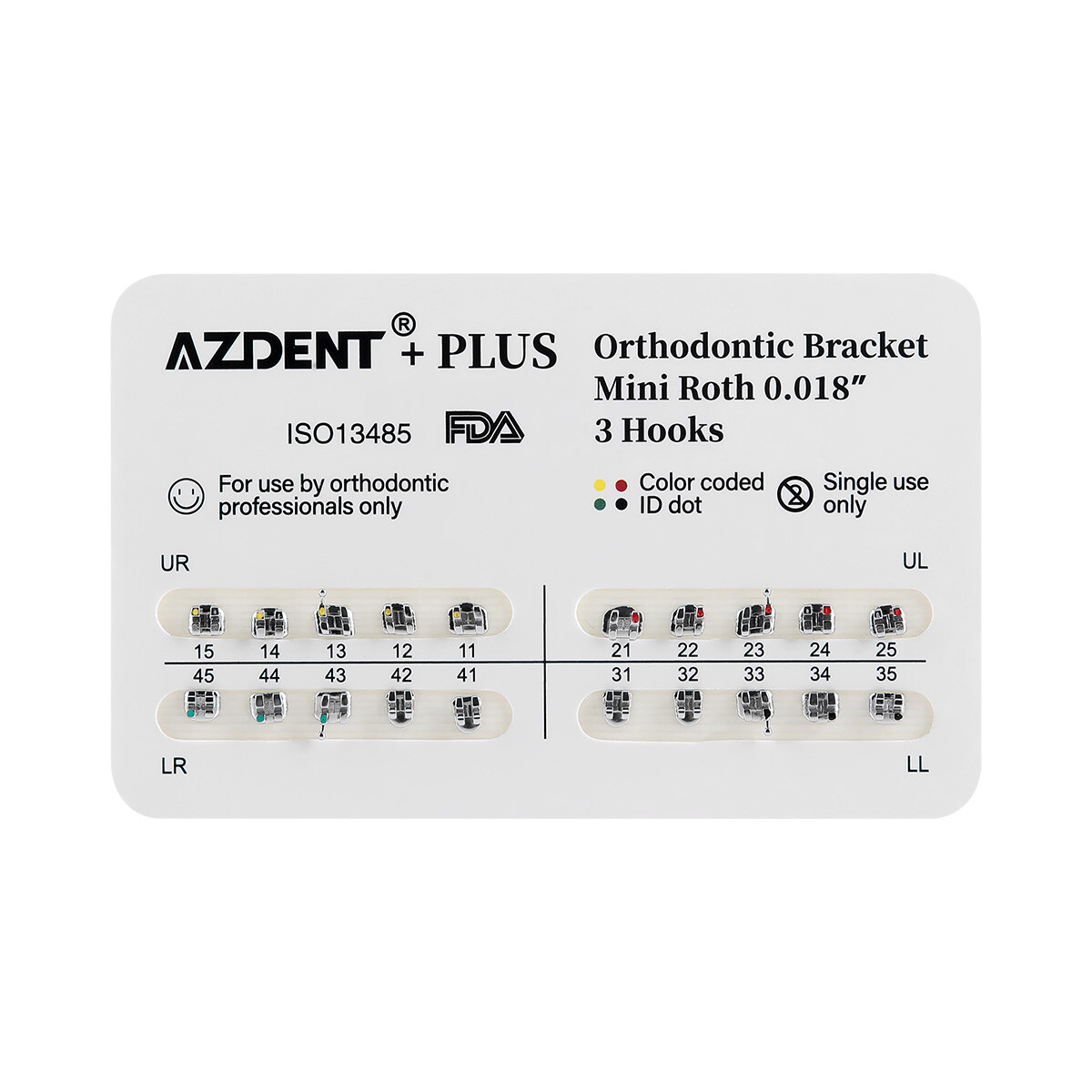 AZDENT PLUS Dental Orthodontic Brackets Braces Mini/Standard Roth/MBT 022/018