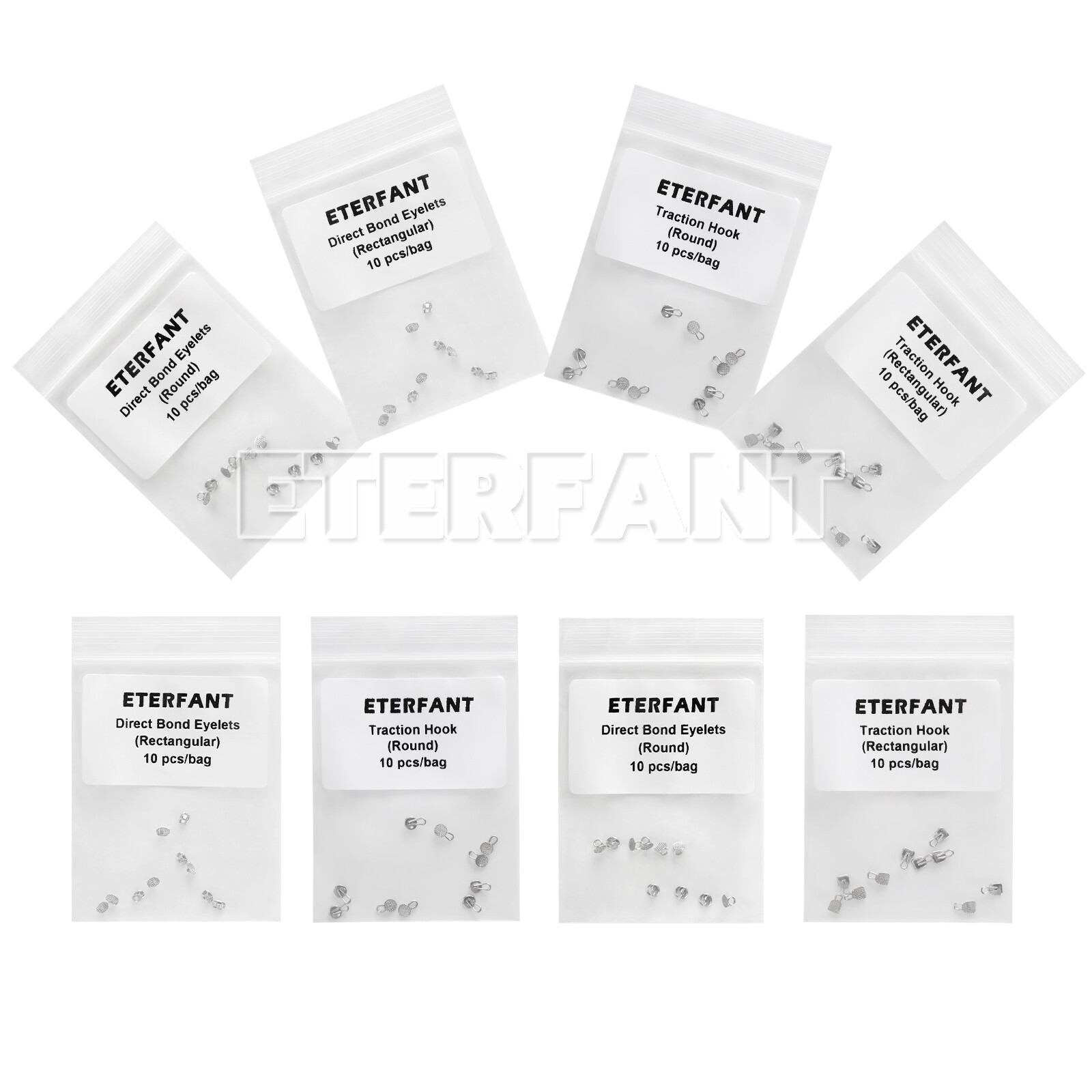 10PCs ETERFANT Dental Orthodontic Lingual Buttons Round/Rectangular Bondable