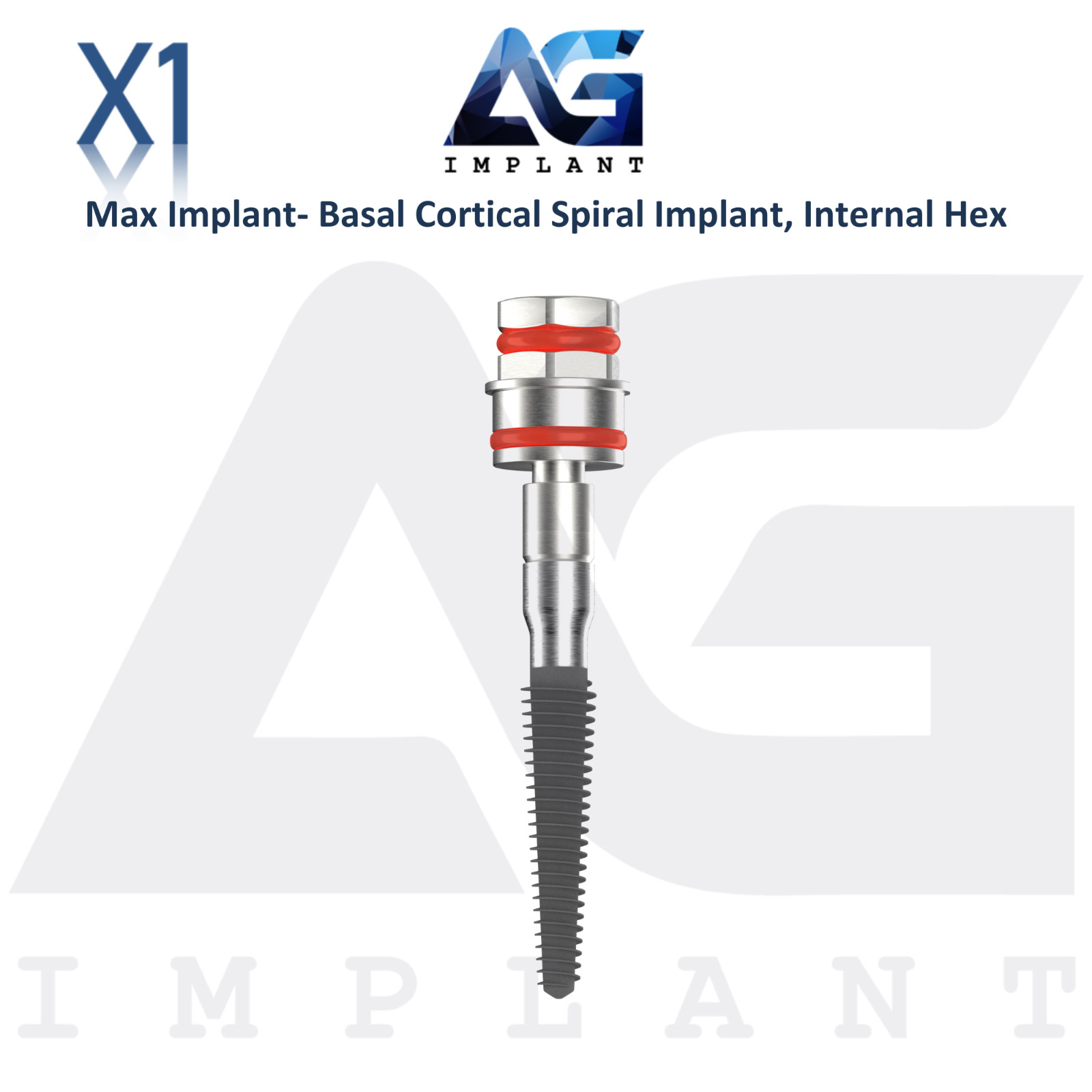 Dental MAX Basal/Cortical Titanium Spiral Fixtures Int Hex 2.42mm System