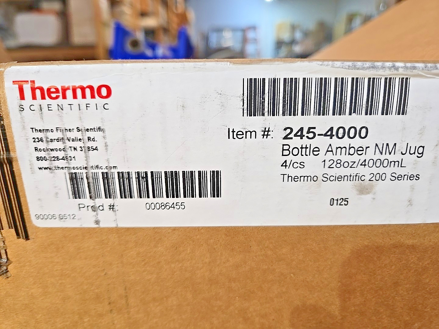 Thermo 245-4000 AMBER BOTTLE Jug, 128 Oz / 4000 ml , Glass, Amber, NEW Case Of 4