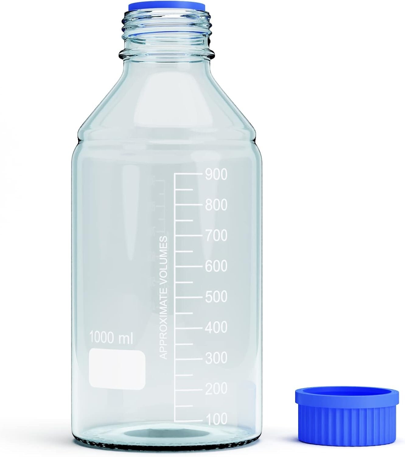 1000ml Glass Round Media Storage Bottles with GL45 Screw Cap, Borosilicate Glass
