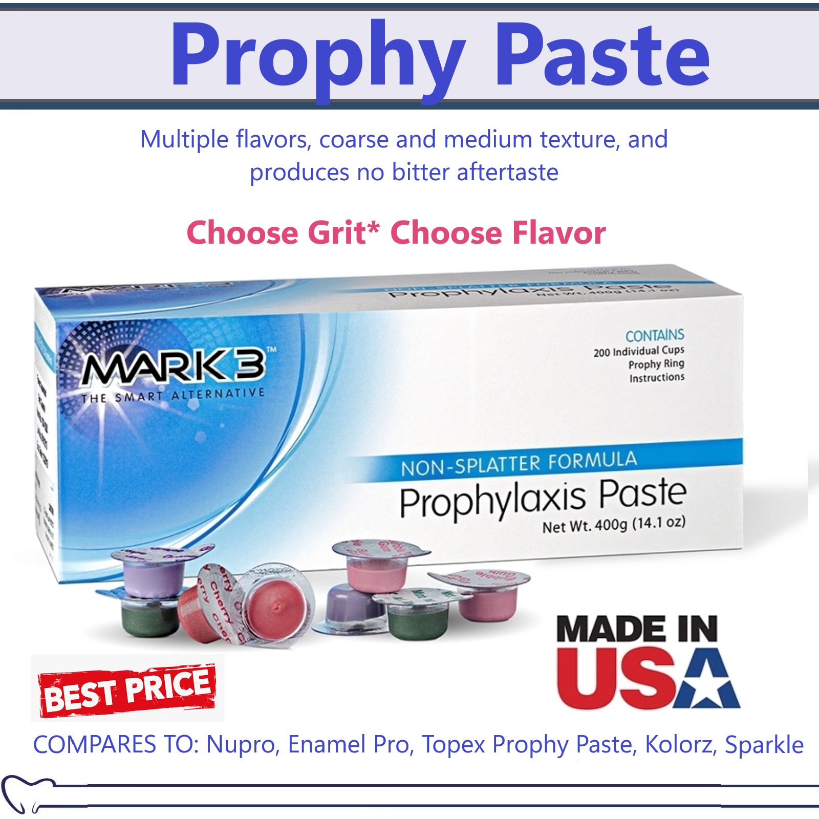 Prophy Paste Dental Prophylaxis Coarse Medium Fine Extra X-Coars up to 1000 cups