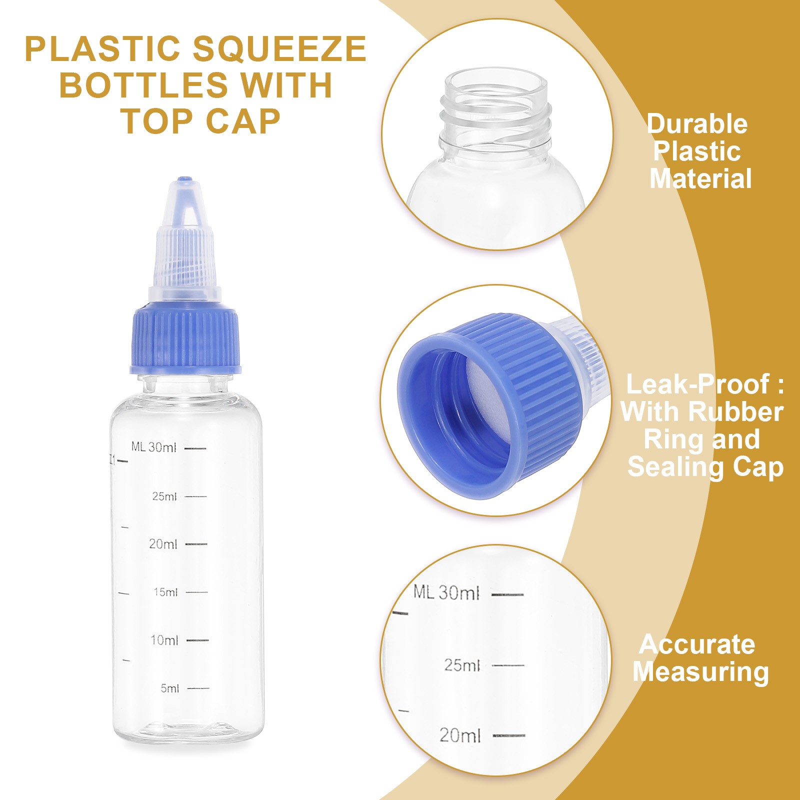 4Pack 30 Ml/1 oz Squeeze Bottles with Twist Cap Dispensing Bottle Transparent