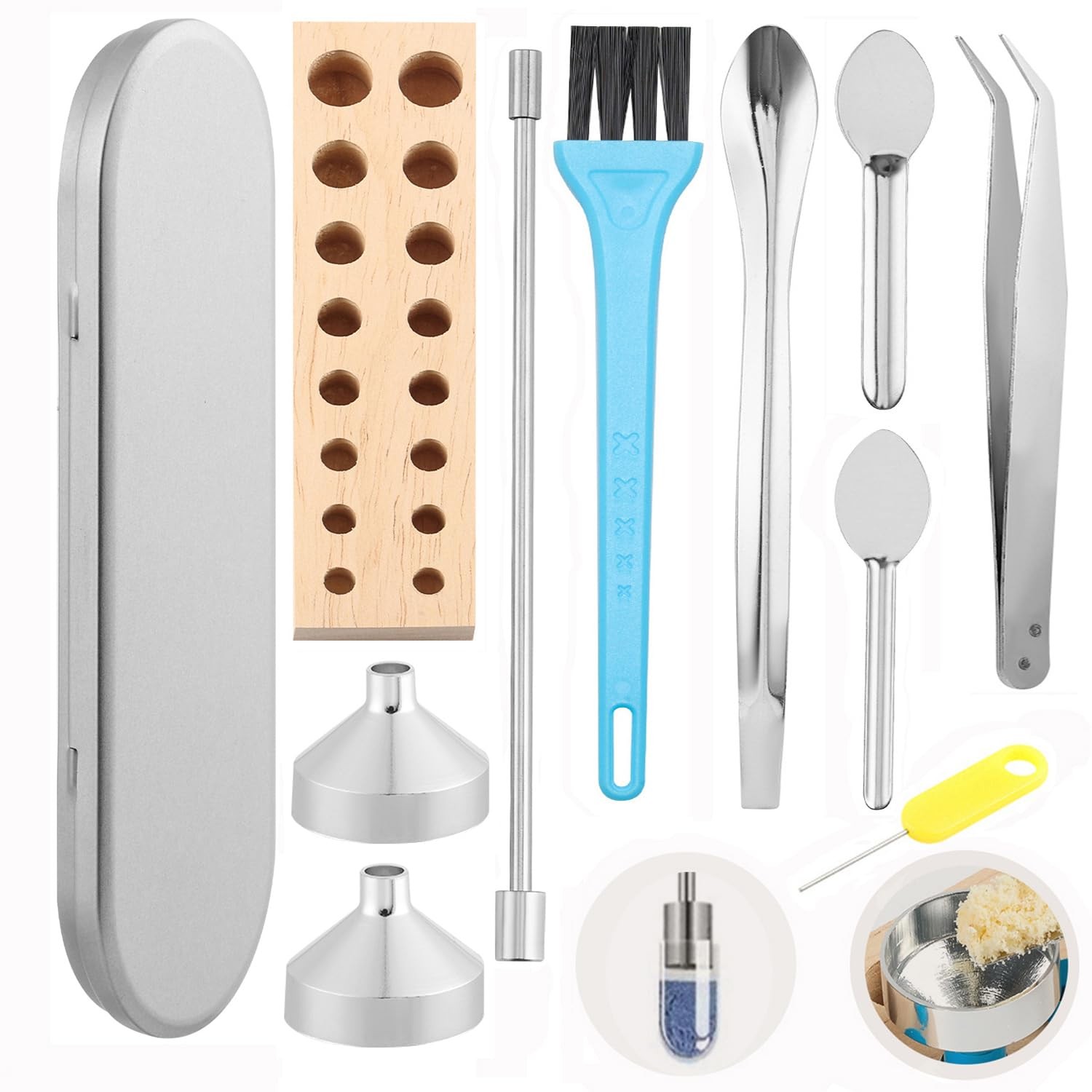 11 Pcs Capsules Filling kit Tray Tools Lab Short Stem Funnels, Making Holder…