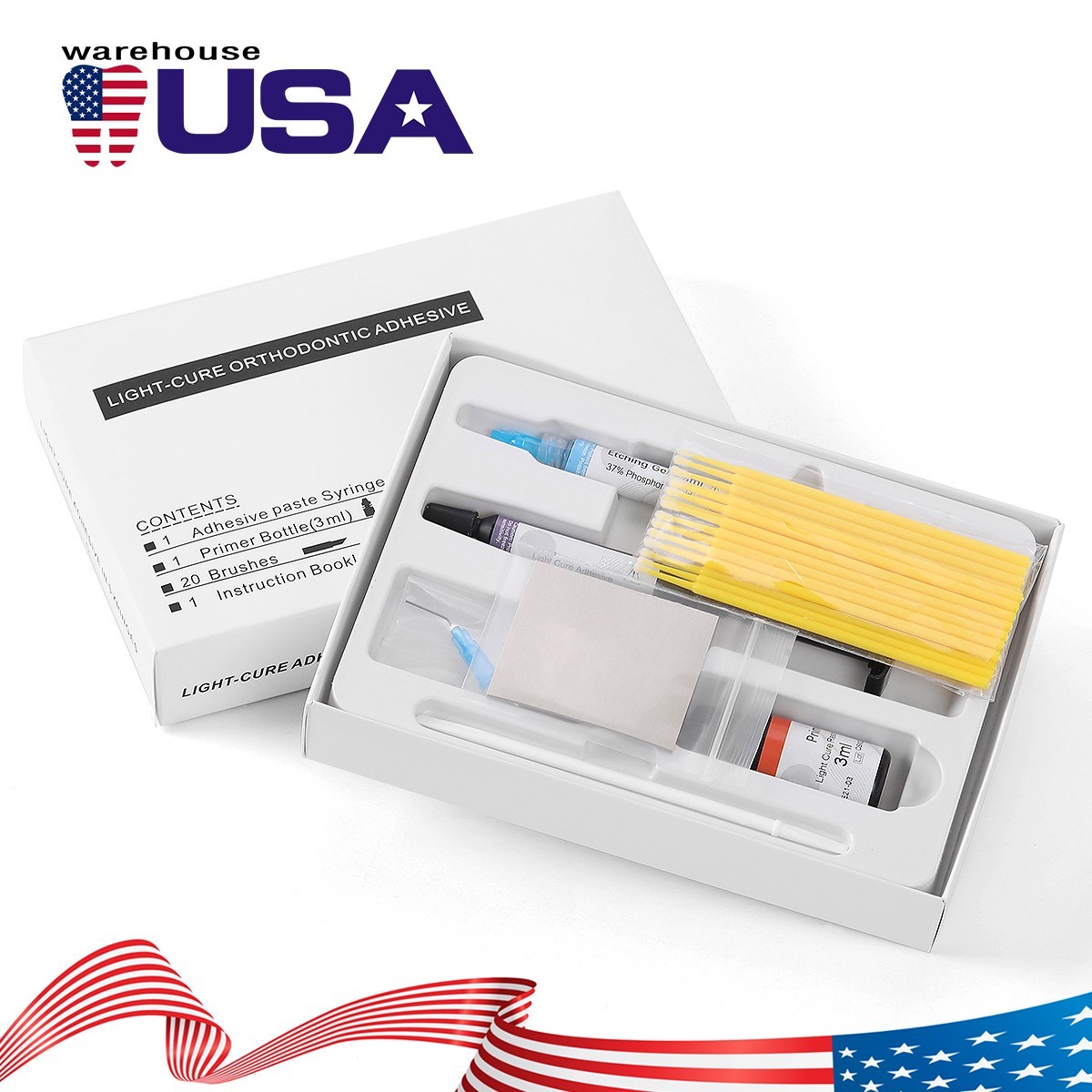 Kit de Sistema de Adhesivo para Brackets Ortodónticos Dental, Primer de Curado p
