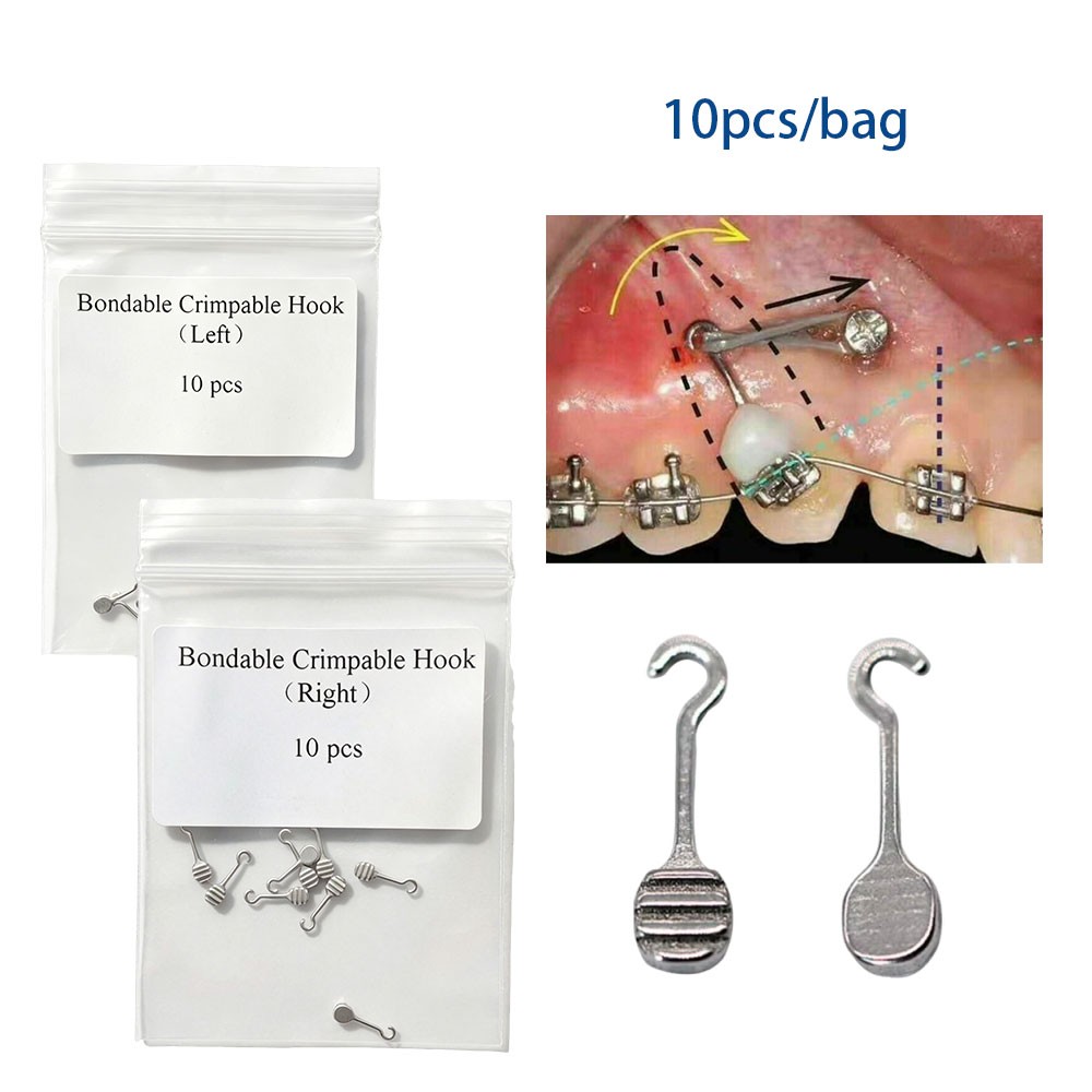 10 Pieces Bondable Sliding Crimpable Hook Long Curved 10Pcs/pack Left Right