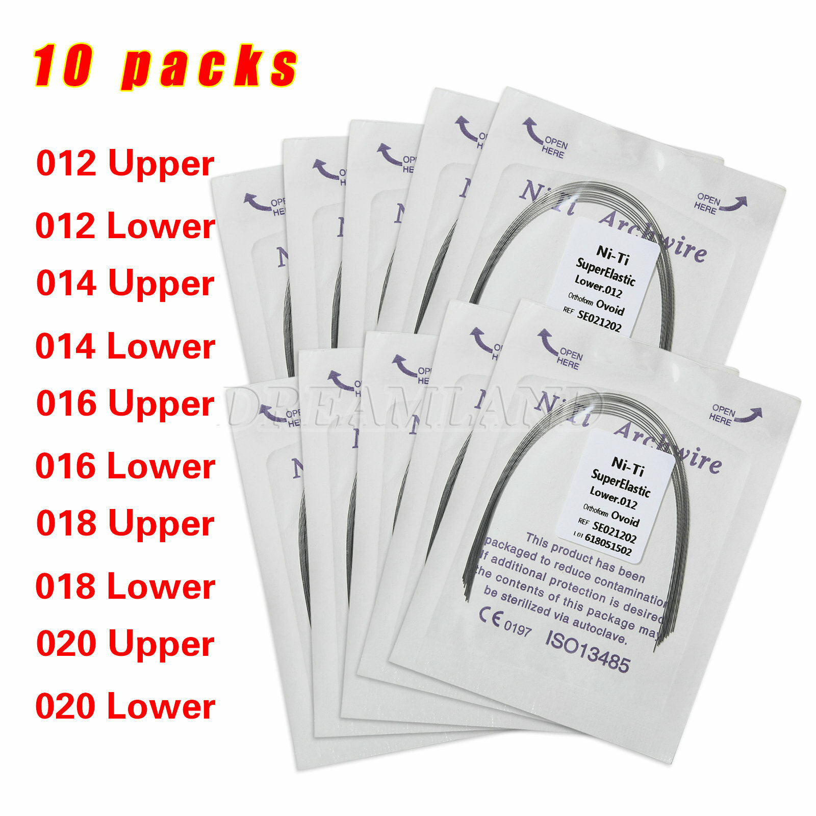 10pcs/pk Dental Orthodontic Niti Arch Wire Round Ovoid Form all size option U-pi