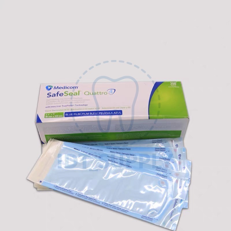 Medicom Self-Seal Sterilization Pouches 200 Pcs 6 Sizes Dental Autoclave Blue