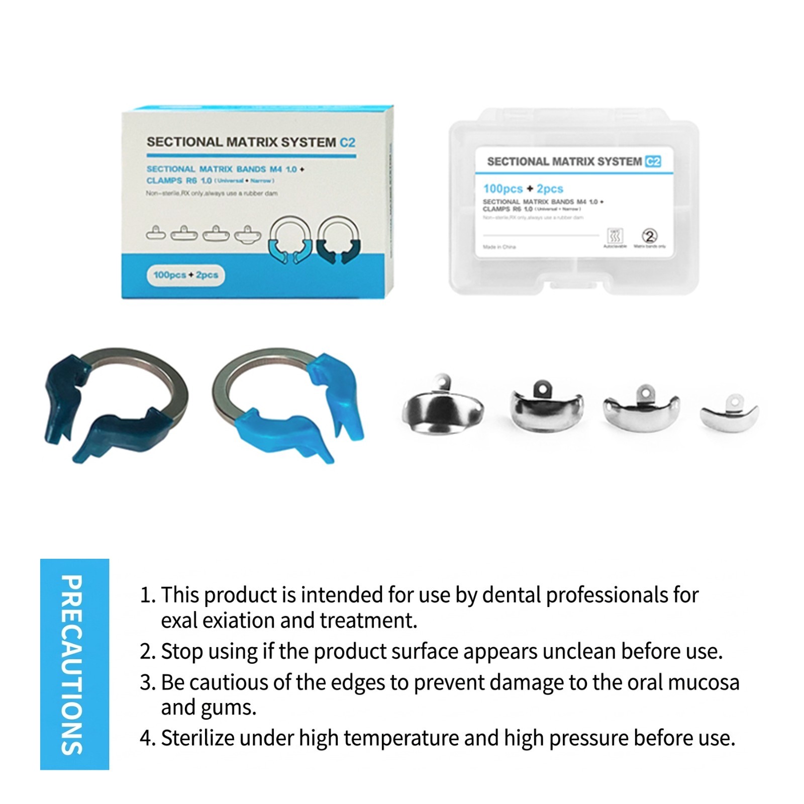 Dental Matrix Bands Ring Sectional Matrice 0.038mm Clamp Fit Palodent V3 System