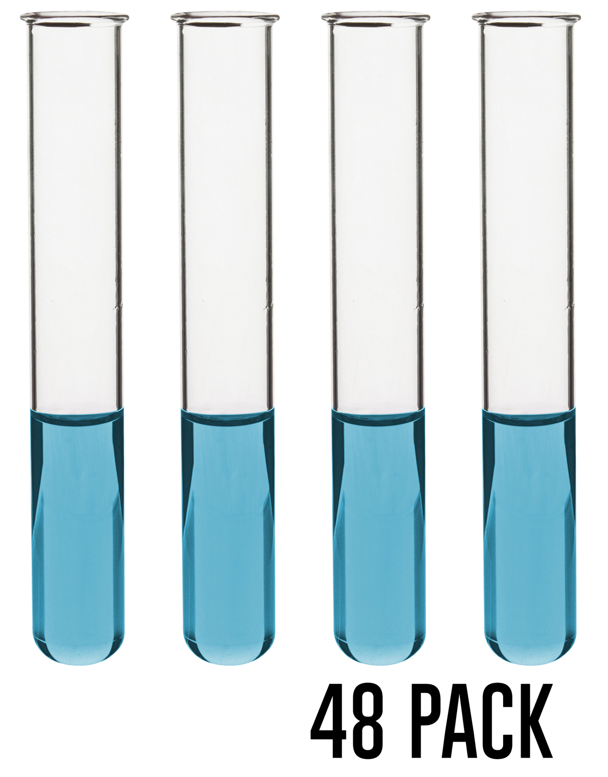 Eisco Labs 12ml Test Tubes, Beaded Rims – Borosilicate 3.3 Glass – 48 Pack