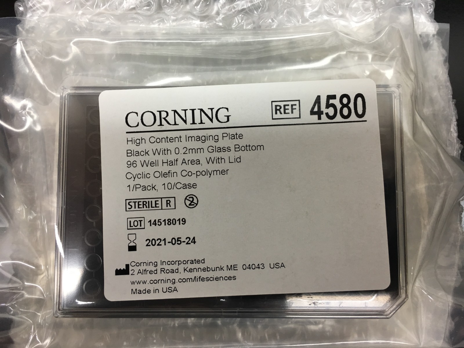 Corning REF 4580 Half Area High Content Imaging Glass Bottom MP 96 Well Lot 7PCS