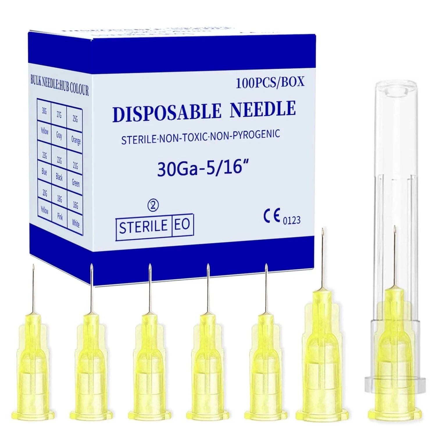 Disposable Luer Lock Needle 30Ga 5/16 Inch 8mm 100Pack(30Ga-5/16IN)