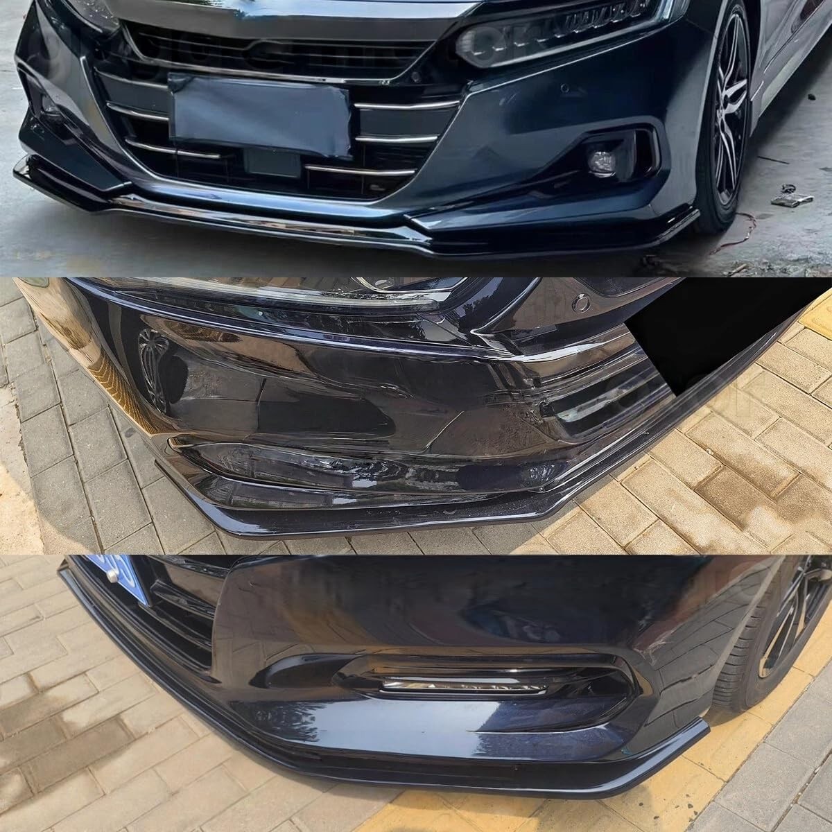 Front Bumper Lip GT Style for Honda Accord Sedan 2021-2022 ABS Carbon Fiber 3Pcs