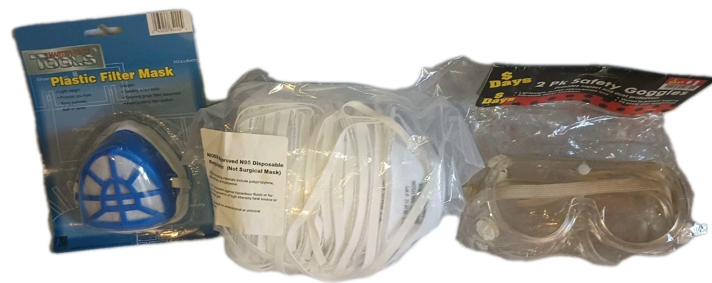 20 Masks Honeywell N95 DC300N95B & 1 Plastic Filters Face Mask NIOSH-2 Goggles