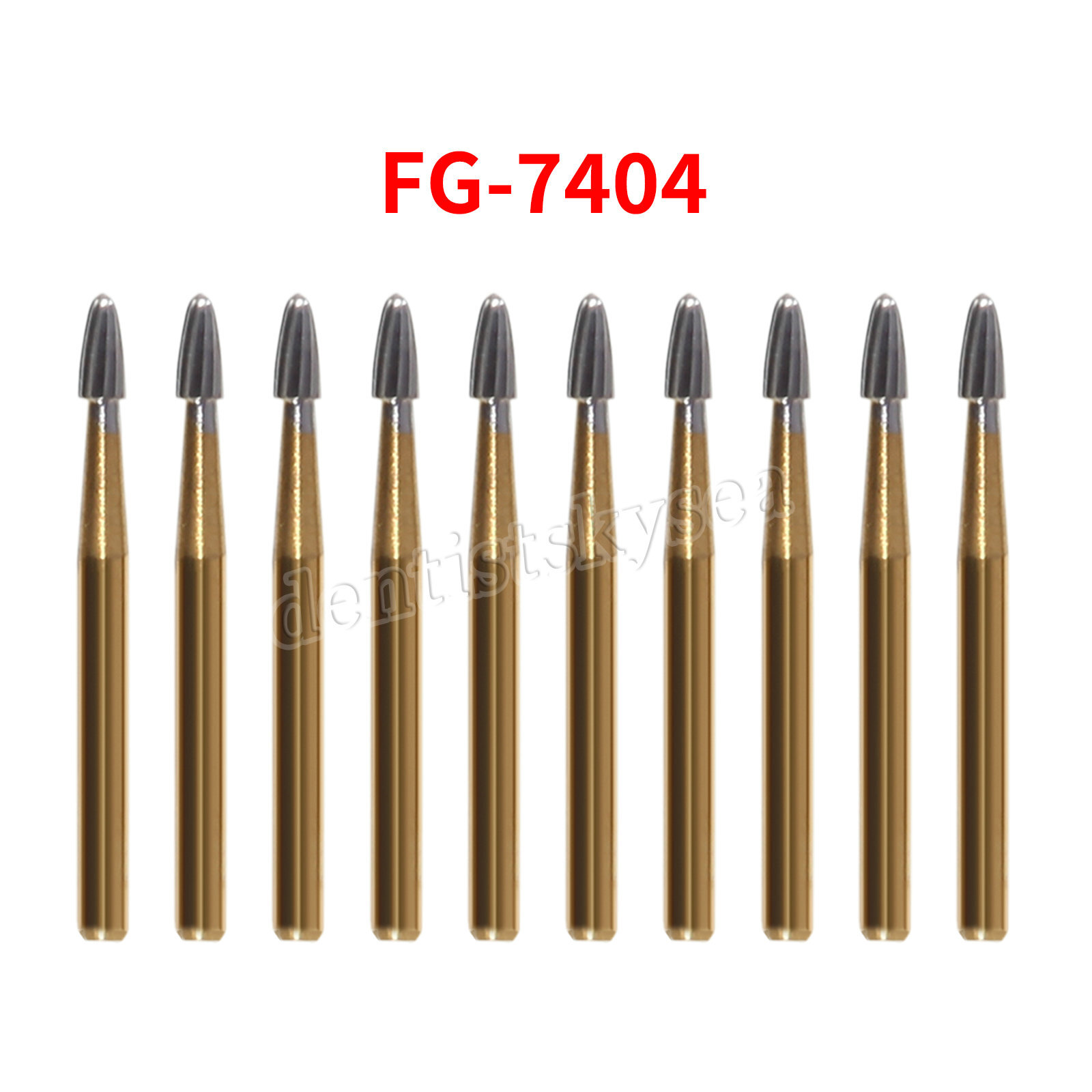 10Pcs Dental Trimming+Finishing Carbide Burs Egg Shape Football Gold FG7404