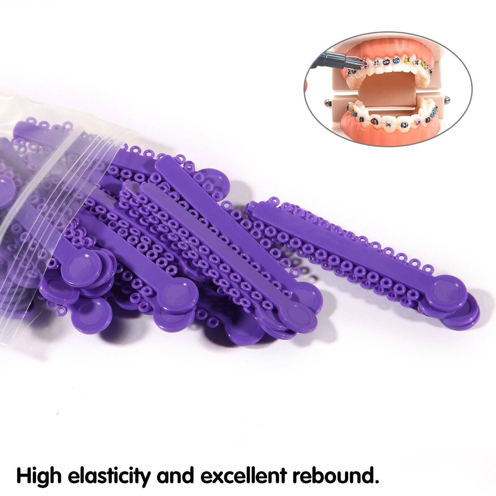 1040 Dental Orthodontic Ligature Ties Elastic Rubber Band Black/Rainbow Colors