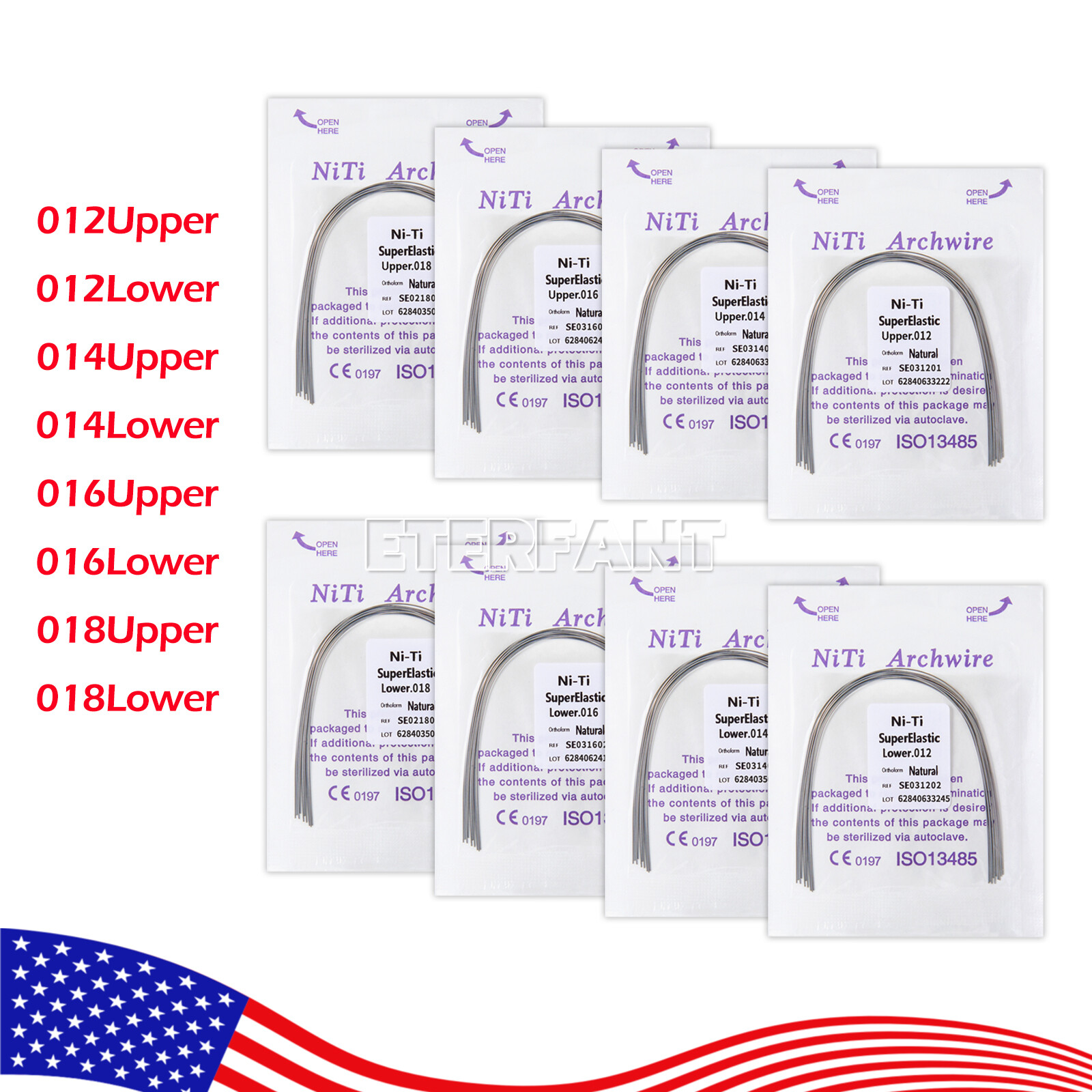 ETERFANT Dental Ortho Arch Wires Stainless Steel/Super Elastic NITI US
