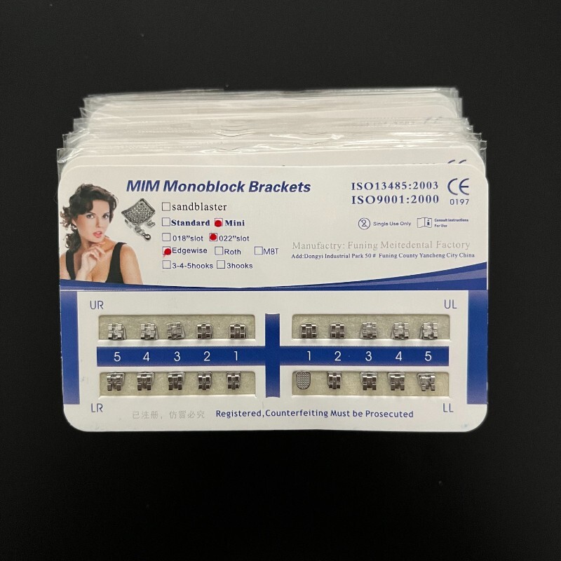 50Sets Dental Orthodontics MIM Monoblock Brackets Mini Edgewise 022 no hooks