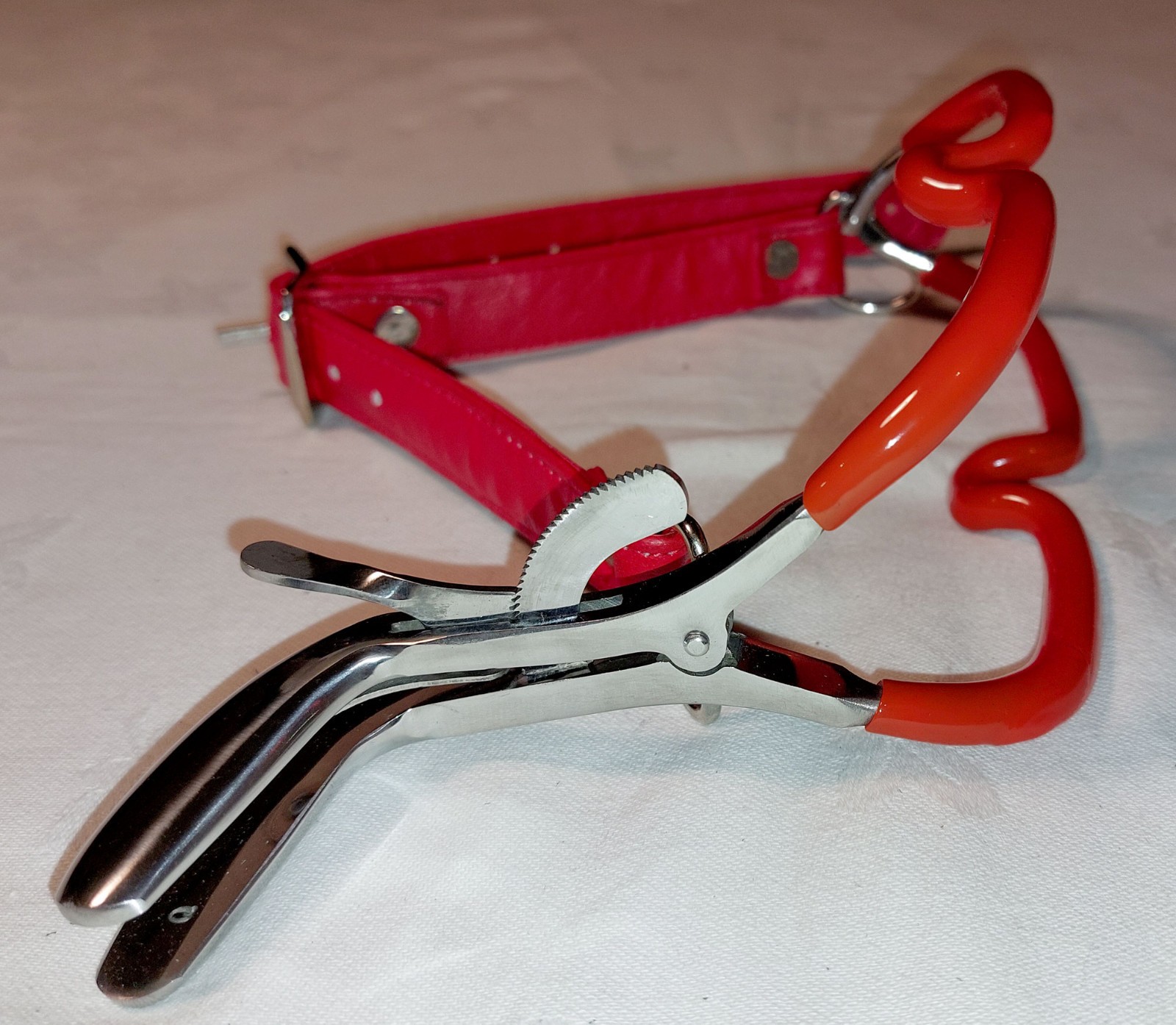 PVC Coated Jennings Mouth Gag Dental Gag Red Soft Leather Strap UK Seller