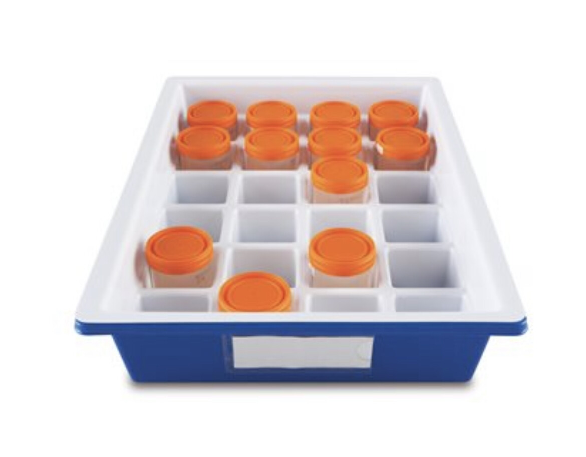Urine Sample Storage / Collection Tray, Polystyrene, Blue/White – 1/EA