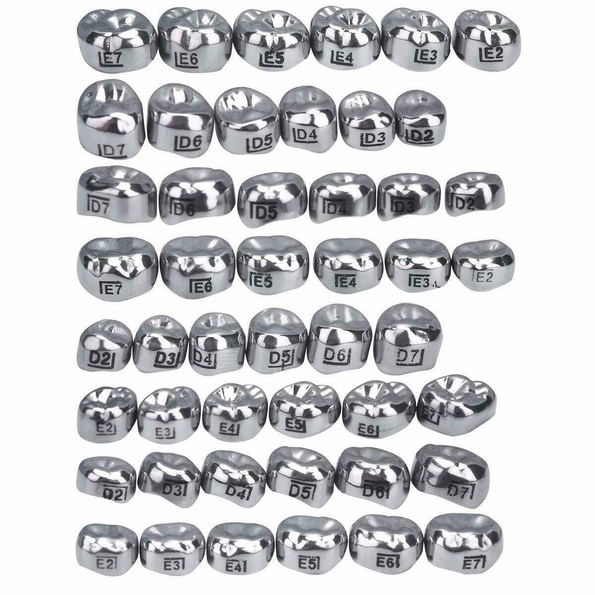 DENTAL Ni-Chro STAINLESS STEEL Primary Molar – KIDS CROWN KIT OF 48 PCS