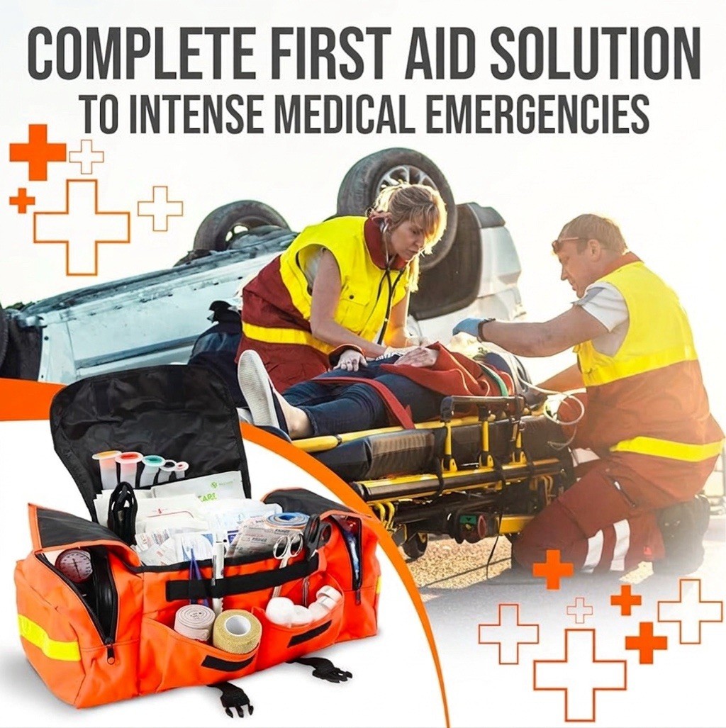 First Responder Kit, EMT Bag with Padded Strap, EMS First Aid Kit