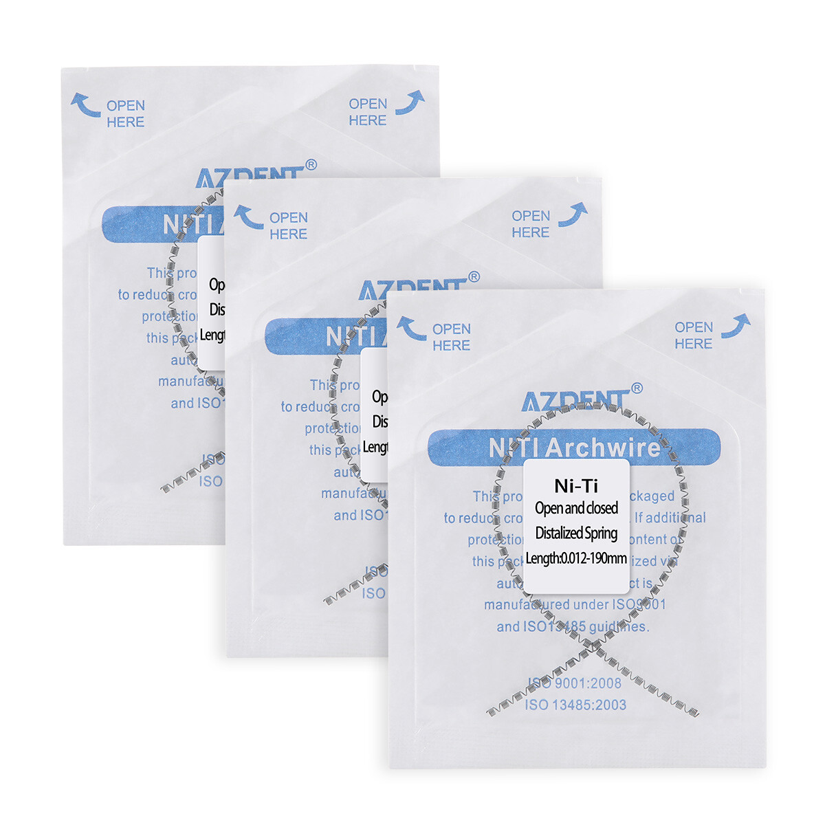 AZDENT Dental Orthodontic Niti Open &Closed Distalized Spring 0.010 /0.012 190mm