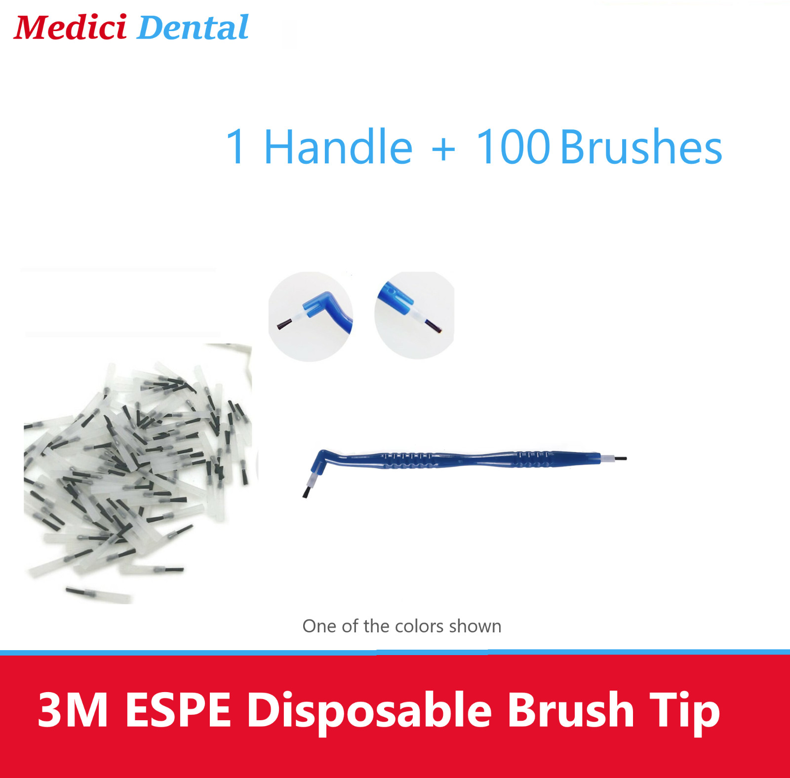 3M ESPE Single Use Brush Tip Applicators 100 Pieces & 1 Handle, MultiUse Dental
