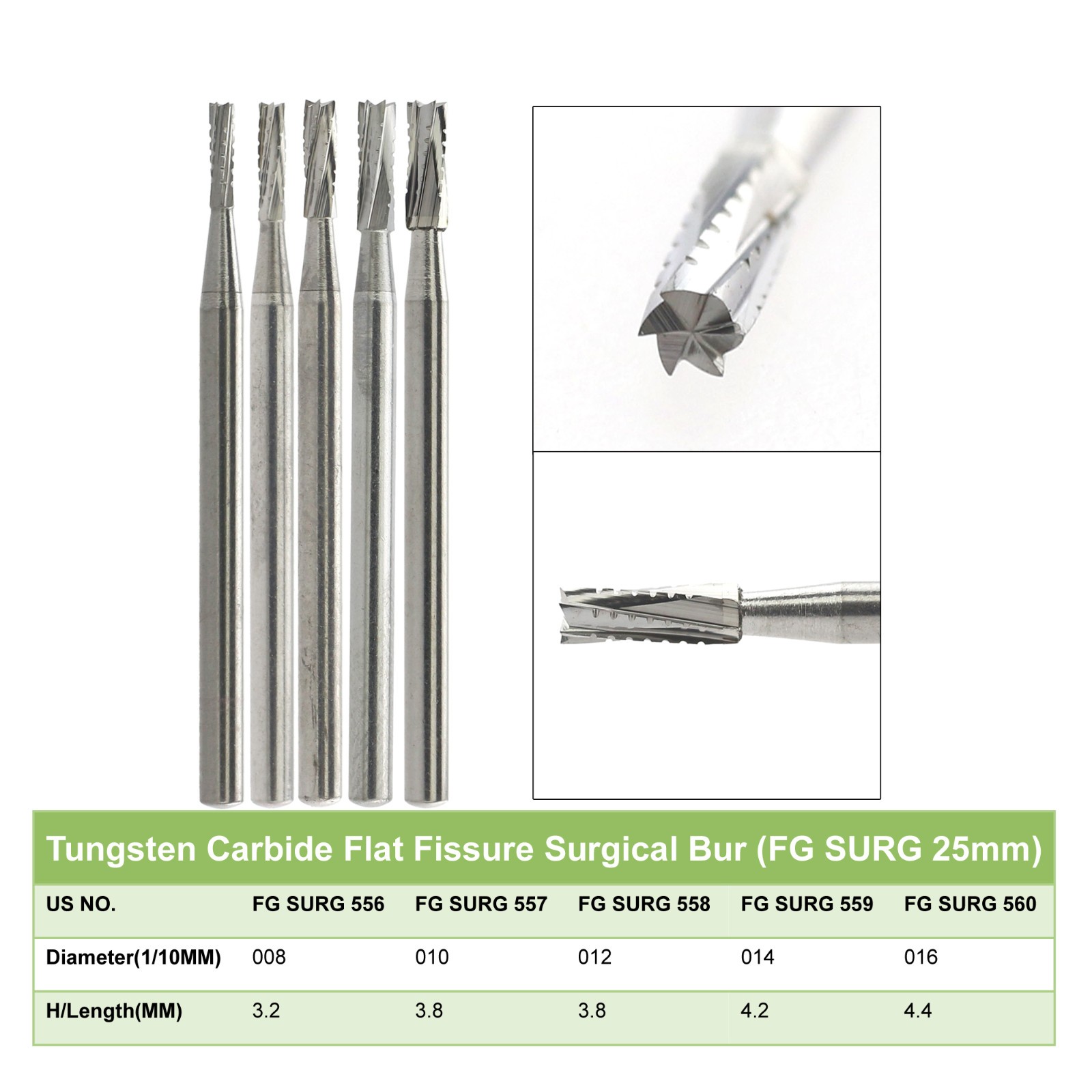 WAVE Dental FG SURG Burs 557L 556 Long Straight Fissure Carbide Bur FGOS 2.35mm