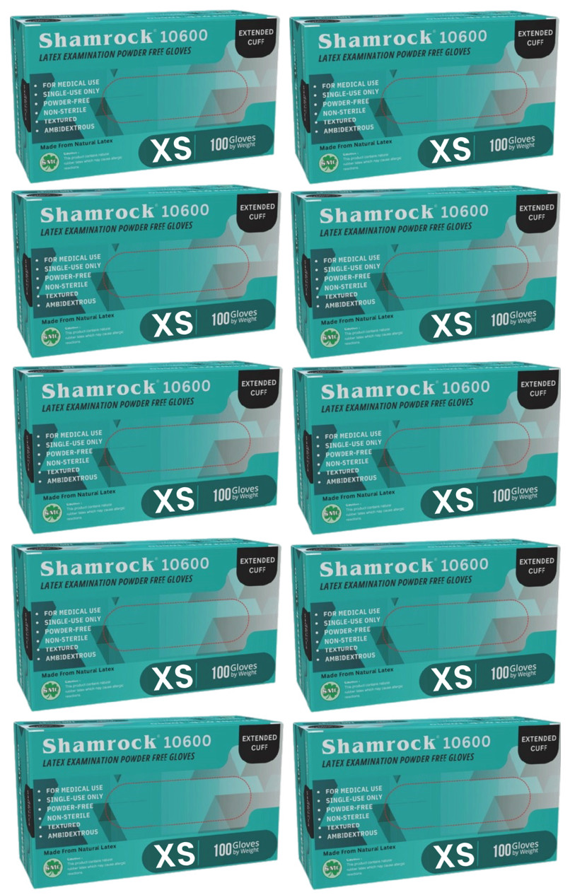 Shamrock Examination Extended Cuff Latex Glove 1000 PCS series 10600 7 MIL