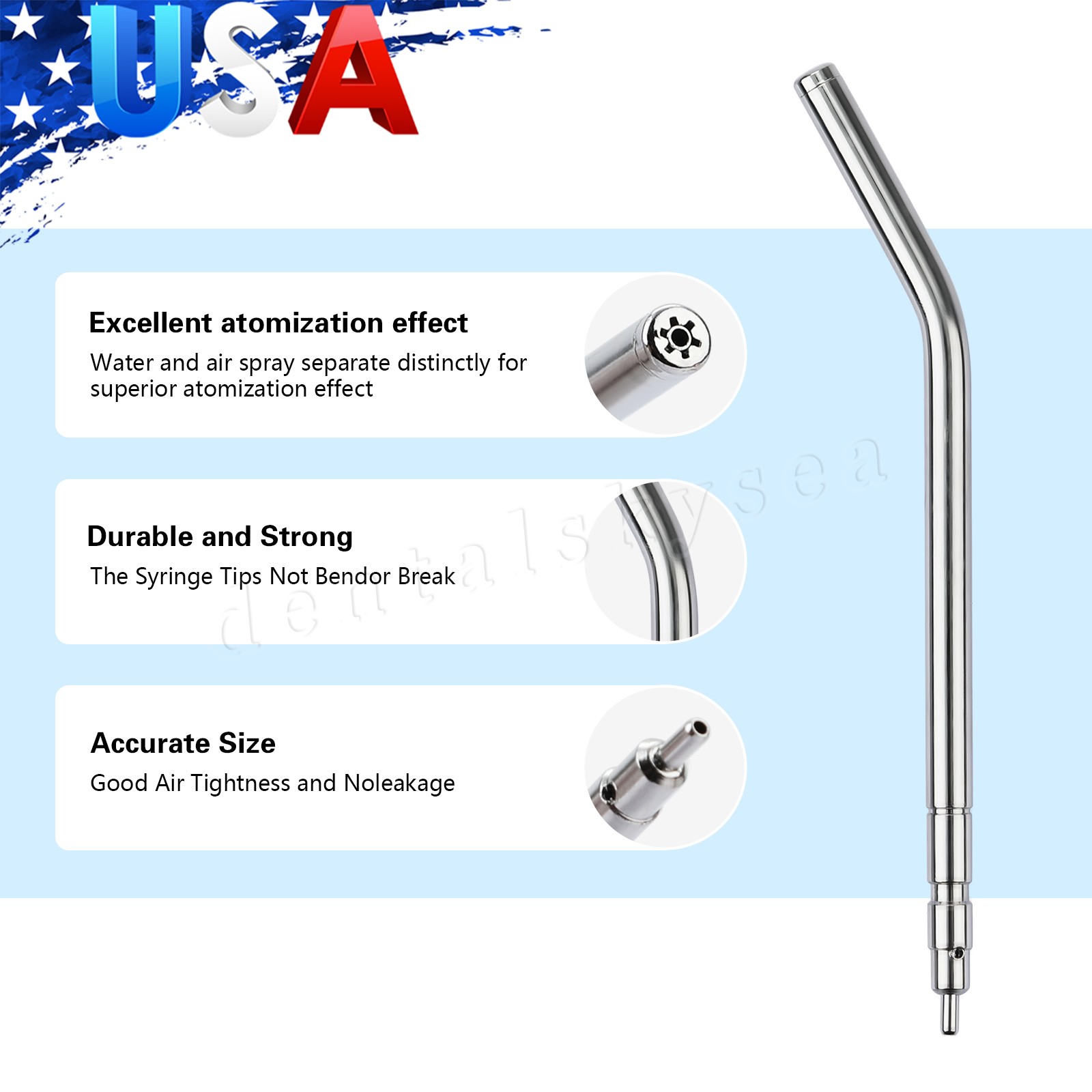 50 Dental Air Water Spray 3 Way Syringe 134℃ Autoclavable Nozzles/Tips/Tubes
