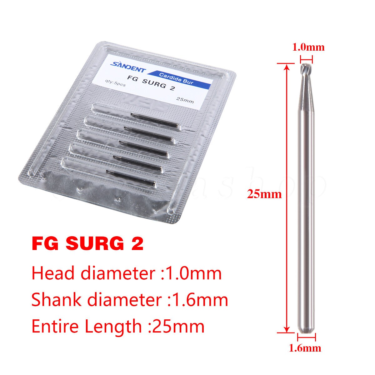 5pcs/box Dental FG Carbide Burs Surgical Drills for High Speed Handpiece