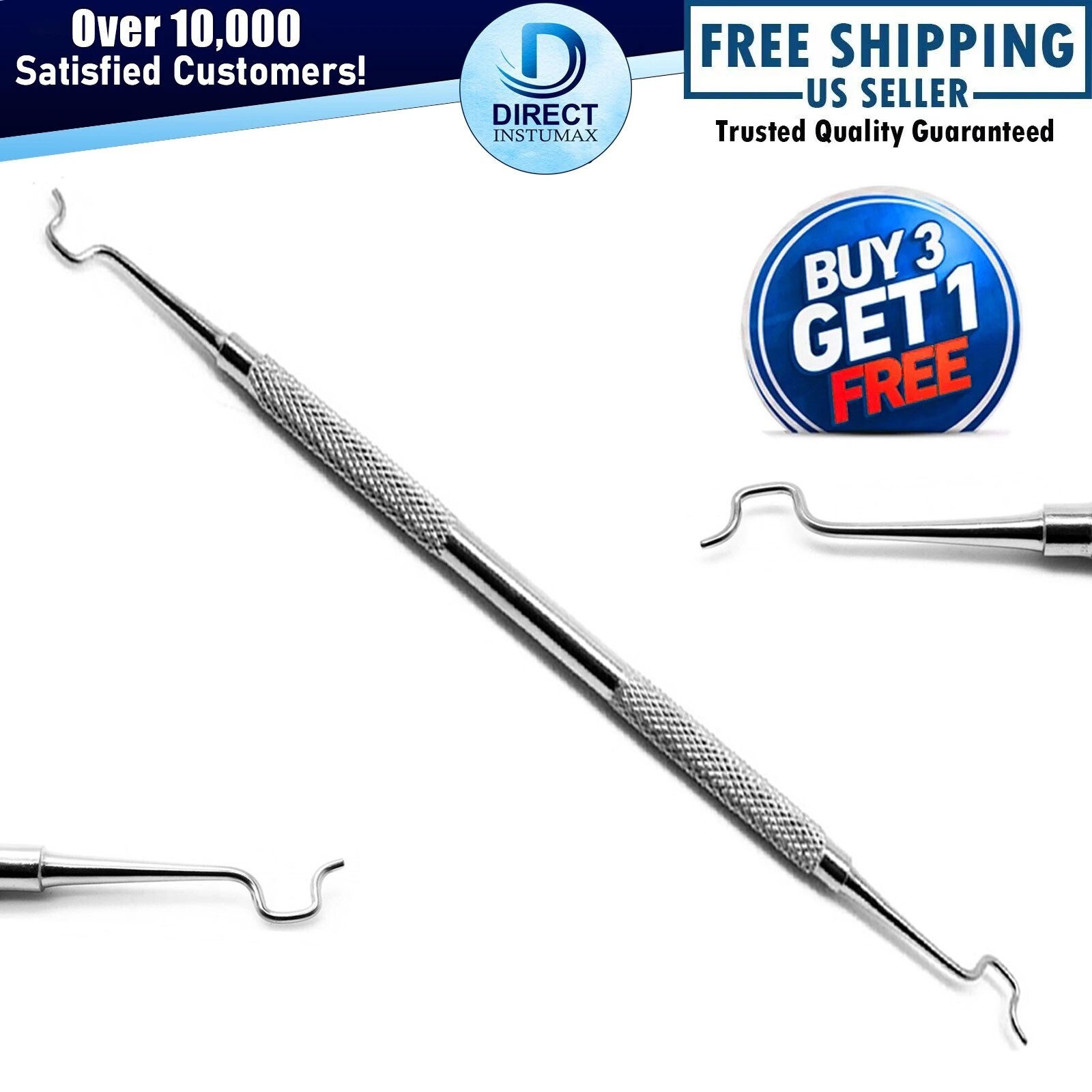 3Pcs Basic Ortho Set Band Pusher, Twirl-On Elastic Placer Buccal Bracket Tweezer